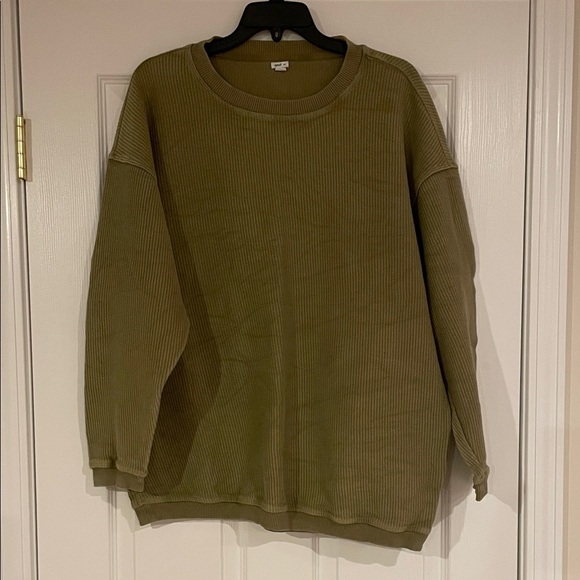 aerie Tops - Aerie Olive Green Ribbed Sweatshirt